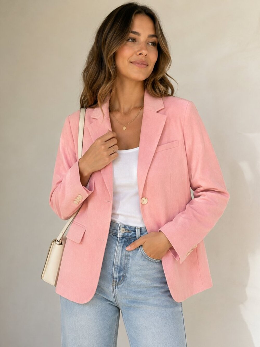 FRNCH Paris Blazer XS Pink Cotton French Girl Quiet Luxury Preppy Chic Jacket